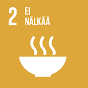 YK:n Agenda 2030 tavoitteen 2. Ei nälkää -ikoni.