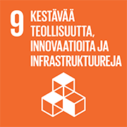 YK:n kestävän kehityksen ikoni tavoite yhdeksän: kestävää teollisuutta, innovaatioita ja infrastruktuureja.