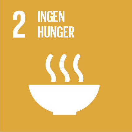 FN:s Agenda 2030, mål 2 Ingen hunger-ikonen.