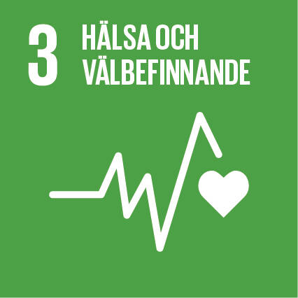 Agenda 2030, mål 3 God hälsa och välbefinnande-ikonen. 