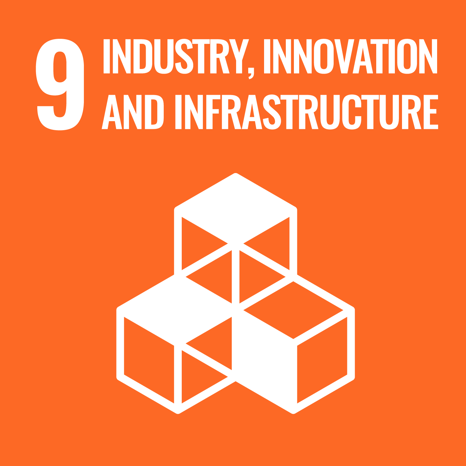 UN Agenda 2030 SDG 9 Industry, innovation and infrastructure icon.